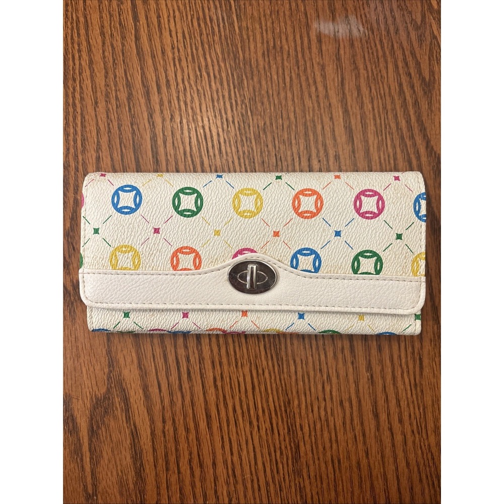 Croft&Barrow Multicolor Logo Folding Wallet with Multi Compartments Zipper Snap